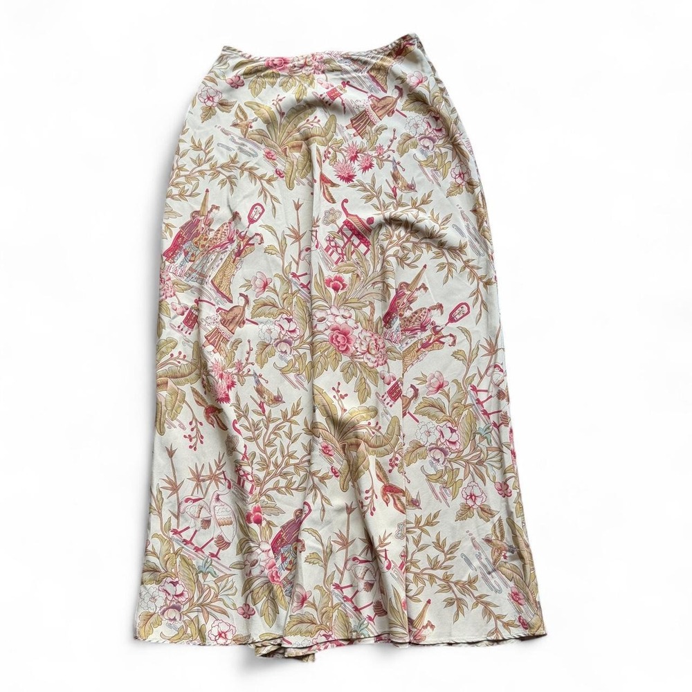 Banana Republic Vintage 100% Silk Floral Picturesque Maxi Skirt Size 2 90s